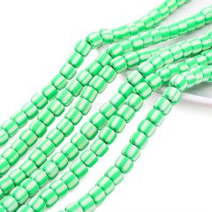 Green Polymer Clay Smooth Columns Strands, Approx 6x6mm, 37-38cm/strand