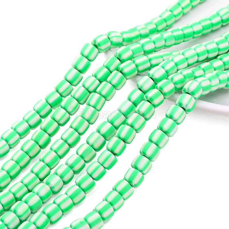 Green Polymer Clay Smooth Columns Strands, Approx 6x6mm, 37-38cm/strand