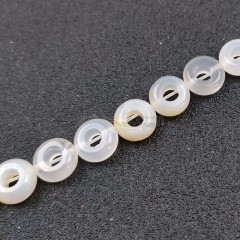 White Agate Big Hole Smooth Rondelles/Donut Beads Strands, Approx 5x10mm, 20pcs/strand