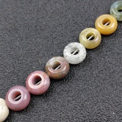 Fancy Jasper/Indian Agate Big Hole Smooth Rondelles/Donut Beads  Strands, Approx 5x10mm, 20pcs/strand