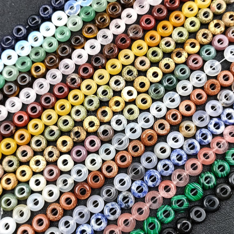 Fancy Jasper/Indian Agate Big Hole Smooth Rondelles/Donut Beads  Strands, Approx 5x10mm, 20pcs/strand