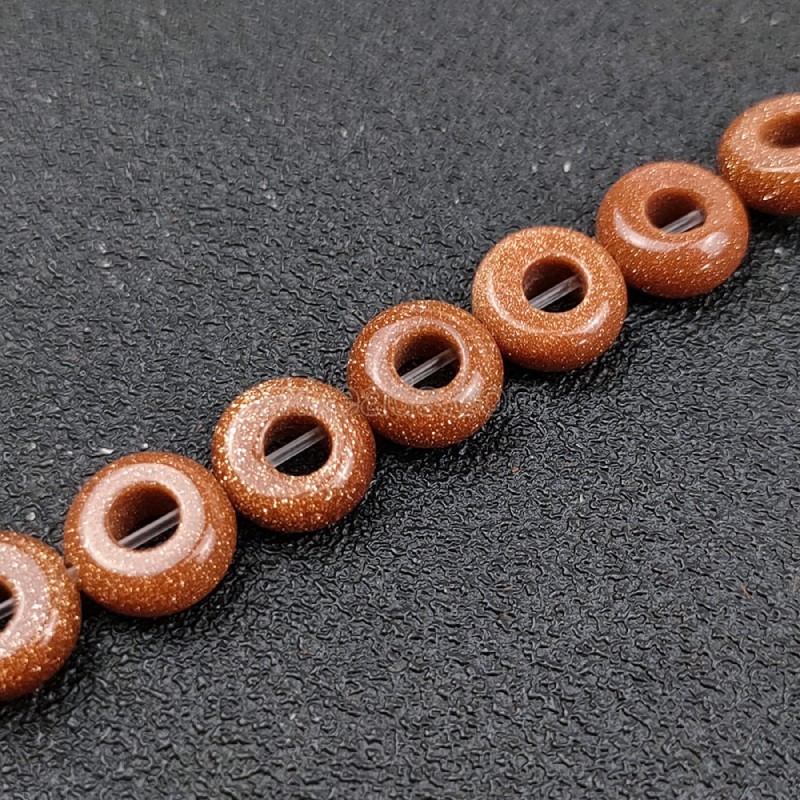 Gold Sandstone Big Hole Smooth Rondelles/Donut Beads  Strands, Approx 5x10mm, 20pcs/strand