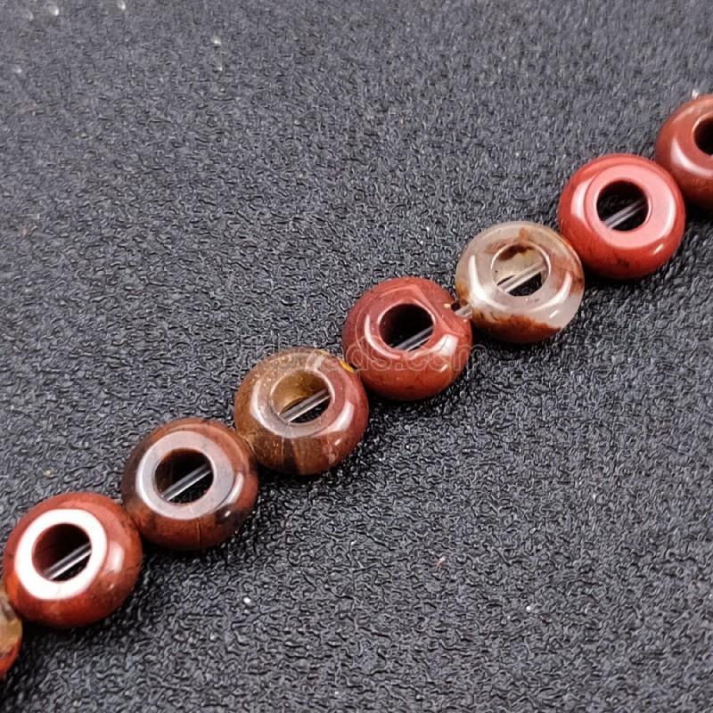 Red Jasper Big Hole Smooth Rondelles/Donut Beads Strands, Approx 5x10mm, 20pcs/strand