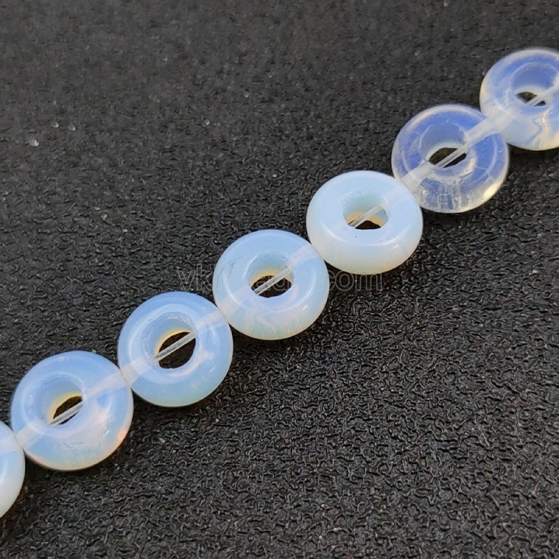 Opalite Big Hole Smooth Rondelles/Donut Beads Strands, Approx 5x10mm, 20pcs/strand