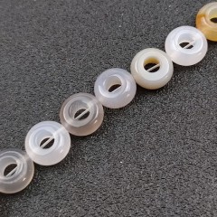 Grey Agate Big Hole Smooth Rondelles/Donut Beads Strands, Approx 5x10mm, 20pcs/strand