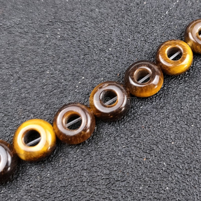 Yellow Tiger Eye Big Hole Smooth Rondelles/Donut Beads Strands, Approx 5x10mm, 20pcs/strand