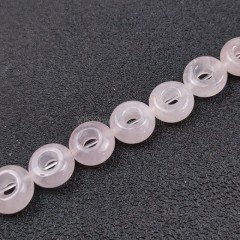 Rose Quartz Big Hole Smooth Rondelles/Donut Beads Strands, Approx 5x10mm, 20pcs/strand