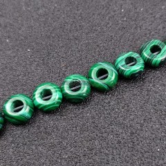 Synthetic Malachite Big Hole Smooth Rondelles/Donut Beads  Strands, Approx 5x10mm, 20pcs/strand
