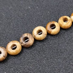 Picture Jasper Big Hole Smooth Rondelles/Donut Beads Strands, Approx 5x10mm, 20pcs/strand