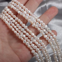 Natural Cultured White Freshwater Pearls Center-drilled Nuggets Beads Strands, Approx 4-5mm, 34-36cm/strand
