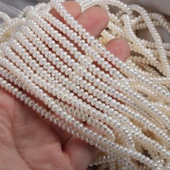 Natural Cultured White Freshwater Pearls Smooth Rondelles Beads Strands, Approx 4-5mm, 36-38cm/strand