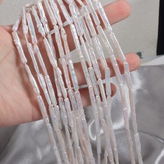 Natural Cultured White Freshwater Pearls Through-drilled Stick Beads Strands, Approx 4x12mm, 38-40cm/strand