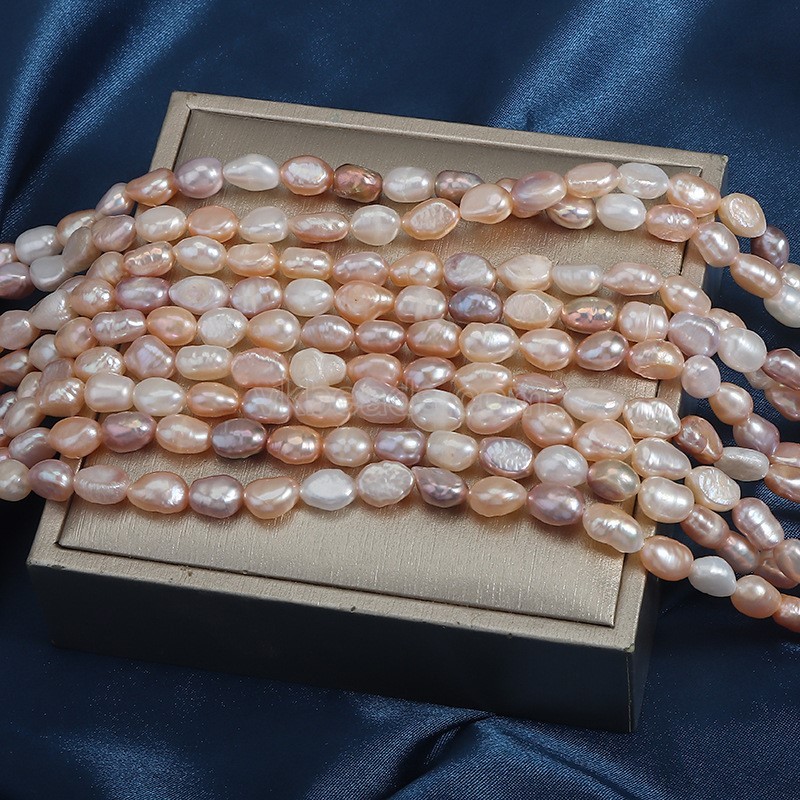 Natural Cultured Multicolor Freshwater Pearls Through-drilled Nuggets Beads Strands, Approx 6-7mm, 36-38cm/strand