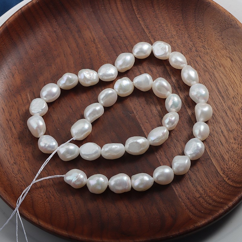 Natural Cultured White Freshwater Pearls Through-drilled Nuggets Beads Strands, Approx 9mm, 35-36cm/strand
