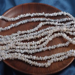 Natural Cultured White/Bluish White Freshwater Pearls Petal Keshi Beads Strands, Approx 5-7mm, 35-36cm/strand