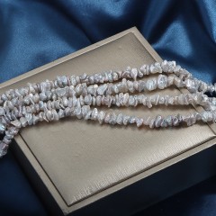 Natural Cultured White/Bluish White Freshwater Pearls Petal Keshi Beads Strands, Approx 5-7mm, 35-36cm/strand
