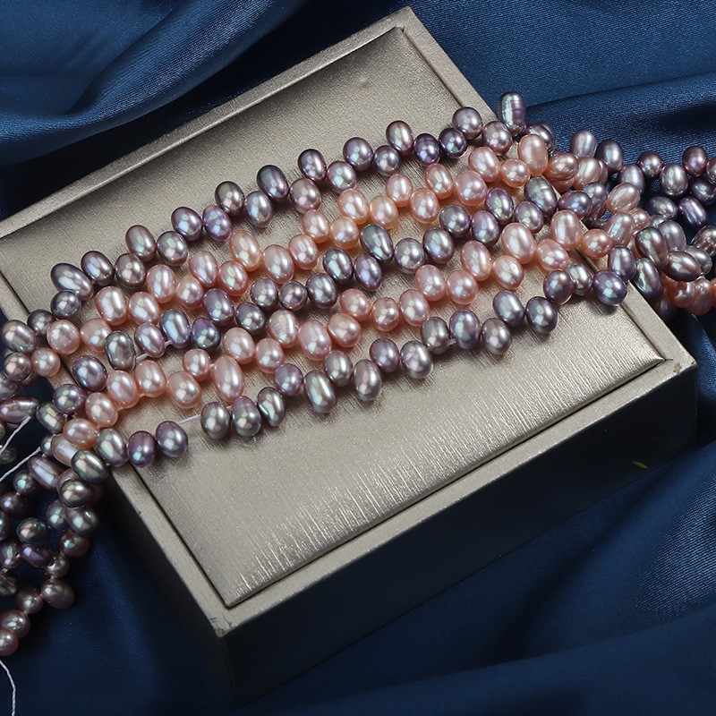 Natural Cultured Dark Purple/Pinkish Purple Freshwater Pearls Three-Seven Off-centered Drilled Rice Beads Strands, Approx 4-5mm, 36-38cm/strand
