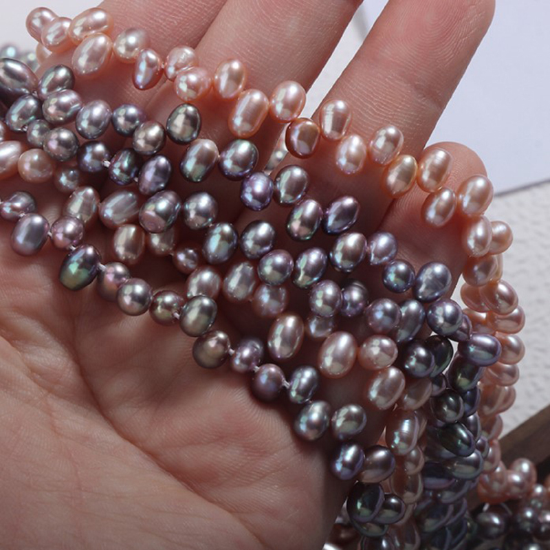 Natural Cultured Dark Purple/Pinkish Purple Freshwater Pearls Three-Seven Off-centered Drilled Rice Beads Strands, Approx 4-5mm, 36-38cm/strand
