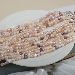 Natural Cultured Multicolor Freshwater Pearls Center-drilled Nuggets Beads Strands, Approx 7-8mm, 34-35cm/strand