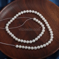 Natural Cultured White Freshwater Pearls Near Round Beads Strands, Approx 5-6mm, 34-36cm/strand