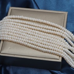 Natural Cultured White Freshwater Pearls Smooth Rondelles Beads Strands, Approx 4-5mm, 36-38cm/strand