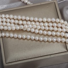 Natural Cultured White Freshwater Pearls Near Round Beads Strands, Approx 5-6mm, 34-36cm/strand