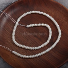 Natural Cultured White Freshwater Pearls Smooth Rondelles Beads Strands, Approx 4-5mm, 36-38cm/strand