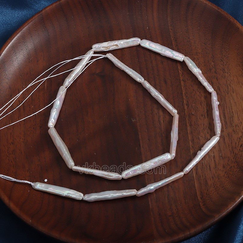 Natural Cultured White Freshwater Pearls Through-drilled Stick Beads Strands, Approx 4x12mm, 38-40cm/strand