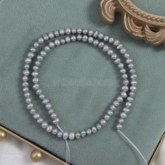 Natural Cultured Irradiated Grey Freshwater Pearls Potato Beads Strands, Approx 3.5-4mm, 34-36cm/strand