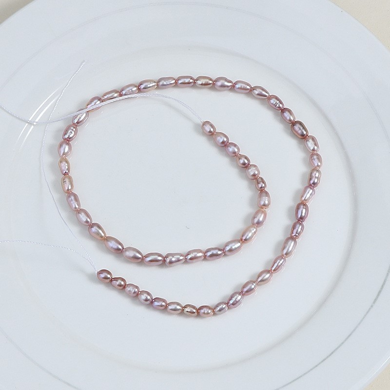 Natural Cultured Purple Freshwater Pearls Rice Beads Strands, with Screw Thread, Approx 4-4.5mm, 34-35m/strand
