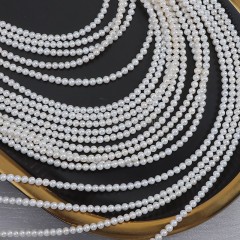 Natural Cultured White Freshwater Pearls Near Round(Minor Flaw) Beads Strands, Approx 3.5-4mm, 38-39cm/strand