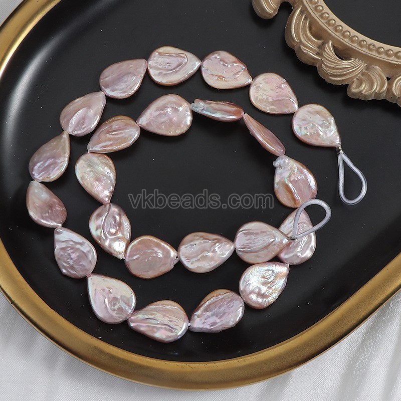 Natural Cultured Purple Freshwater Pearls Flat Teardrop Beads Strands, Approx 13-14mm, 40-42cm/strand