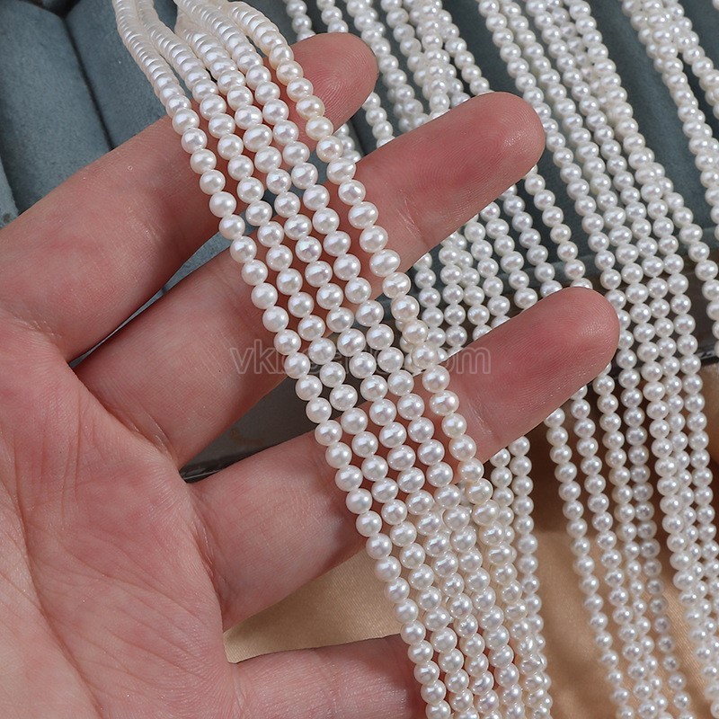 Natural Cultured White Freshwater Pearls Near Round(Minor Flaw) Beads Strands, Approx 3-3.5mm, 38-39cm/strand