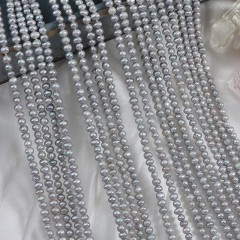 Natural Cultured Irradiated Grey Freshwater Pearls Potato Beads Strands, Approx 3.5-4mm, 34-36cm/strand