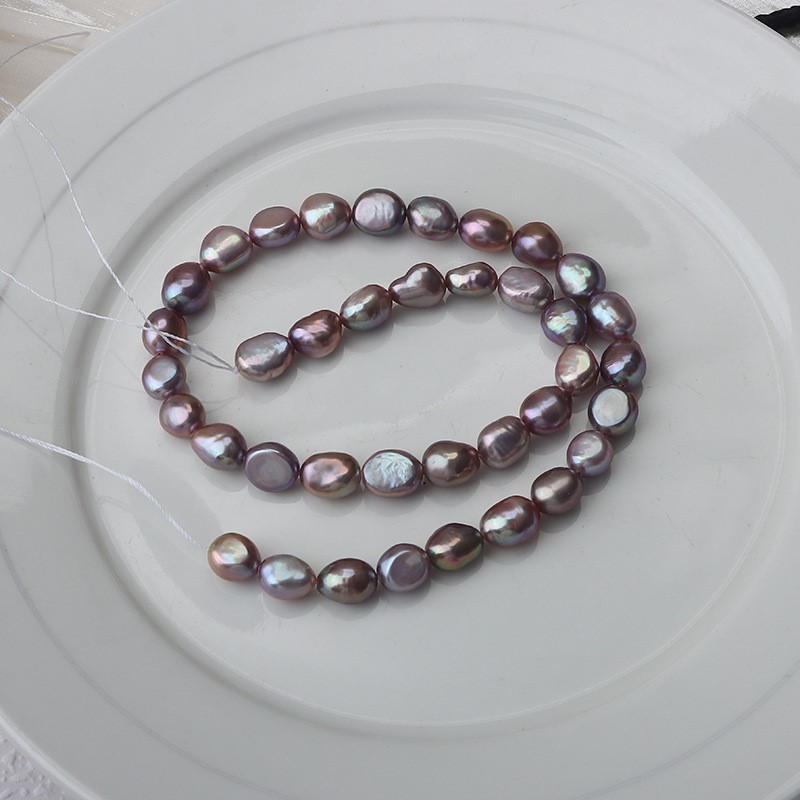 Natural Cultured White/Pinkish Orange/Pinkish Purple Freshwater Pearls Through-drilled Nuggets Beads Strands, Approx 8mm, 34-35cm/strand