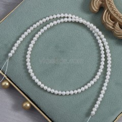 Natural Cultured White Freshwater Pearls Near Round(Minor Flaw) Beads Strands, Approx 3.5-4mm, 38-39cm/strand