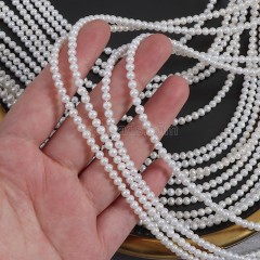 Natural Cultured White Freshwater Pearls Near Round(Minor Flaw) Beads Strands, Approx 3.5-4mm, 38-39cm/strand