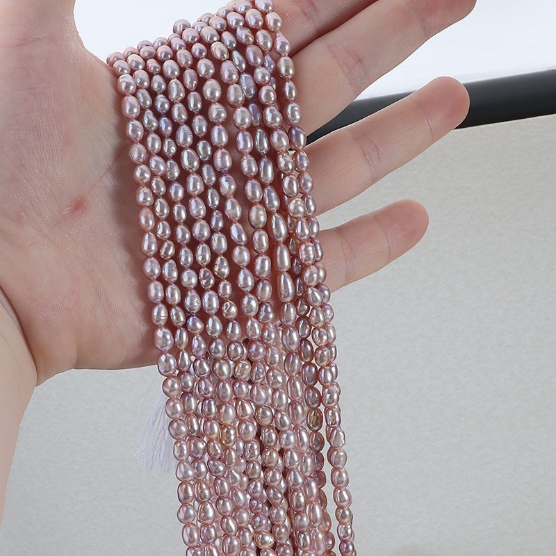 Natural Cultured Purple Freshwater Pearls Rice Beads Strands, with Screw Thread, Approx 4-4.5mm, 34-35m/strand