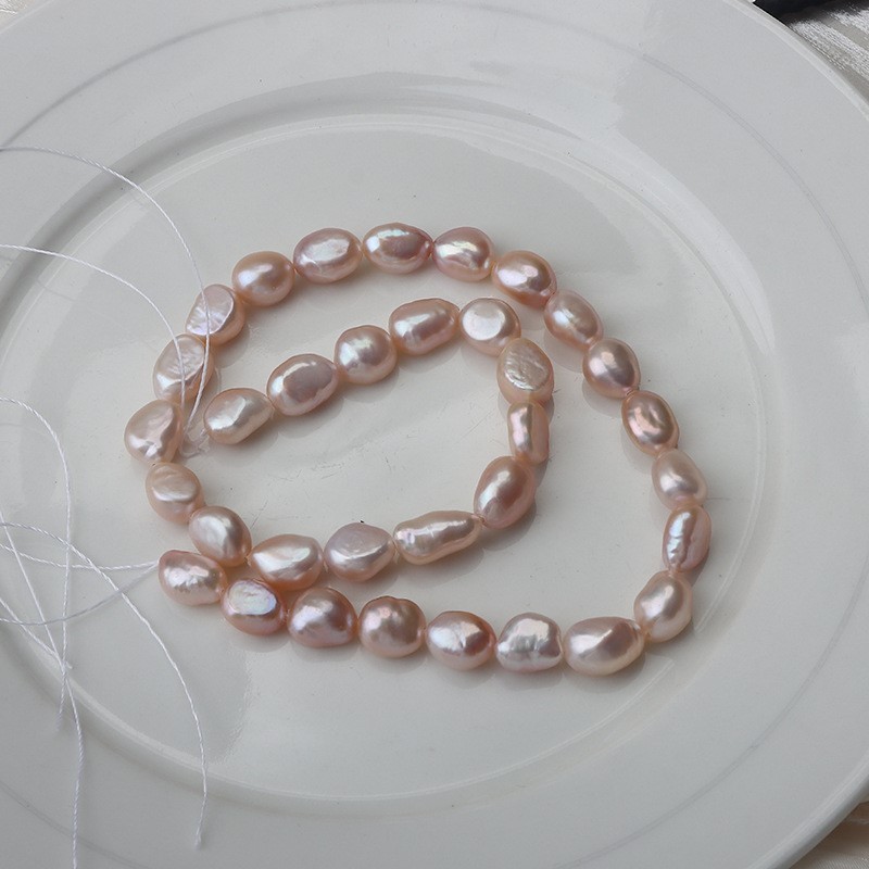 Natural Cultured White/Pinkish Orange/Pinkish Purple Freshwater Pearls Through-drilled Nuggets Beads Strands, Approx 8mm, 34-35cm/strand