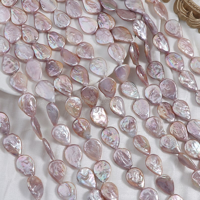 Natural Cultured Purple Freshwater Pearls Flat Teardrop Beads Strands, Approx 13-14mm, 40-42cm/strand