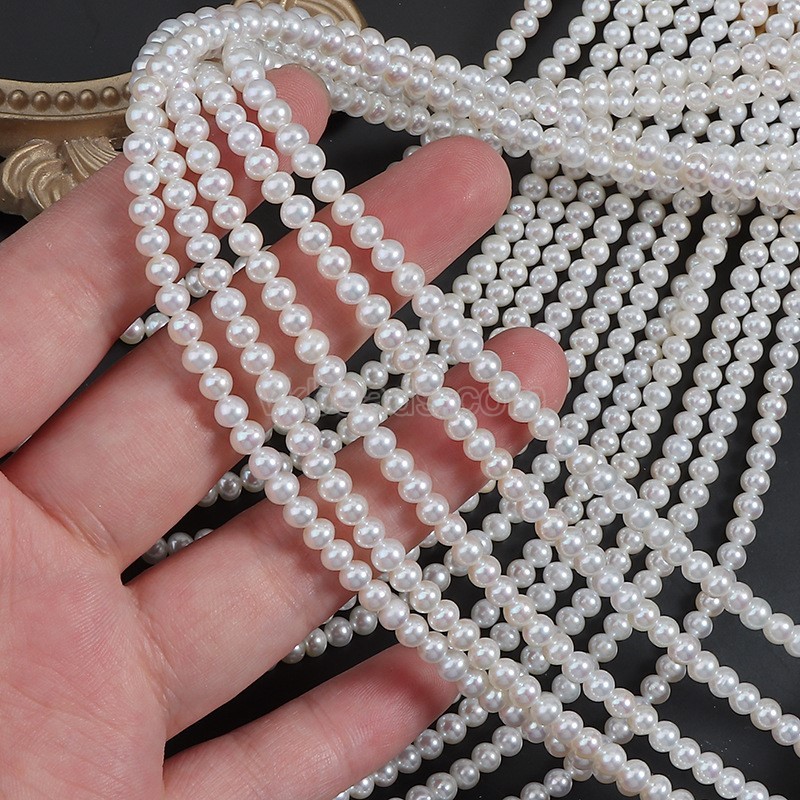 Natural Cultured White Freshwater Pearls Near Round(Minor Flaw) Beads Strands, Approx 4-4.5mm, 38-39cm/strand