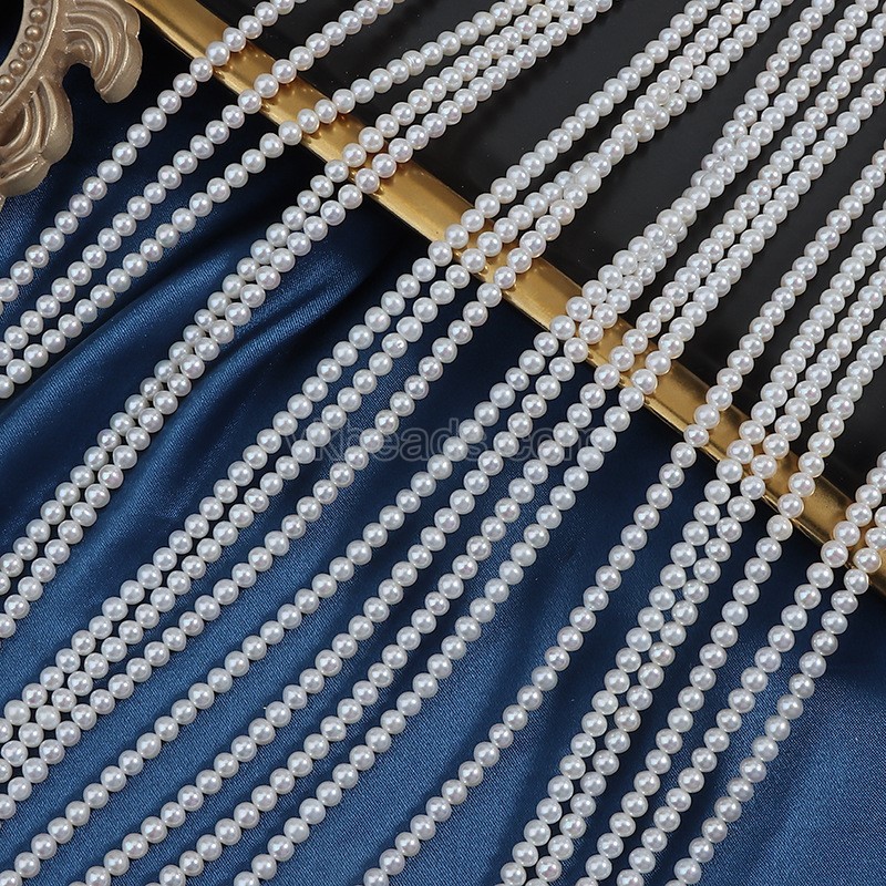 Natural Cultured White Freshwater Pearls Near Round(Minor Flaw) Beads Strands, Approx 4-4.5mm, 38-39cm/strand