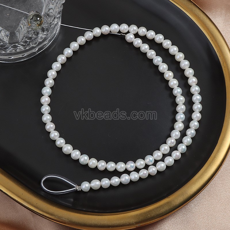 Natural Cultured White Freshwater Pearls Near Round(Minor Flaw) Beads Strands, Approx 5-5.5mm, 38-40cm/strand