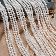 Natural Cultured White Freshwater Pearls Near Round(Minor Flaw) Beads Strands, Approx 5-5.5mm, 38-40cm/strand