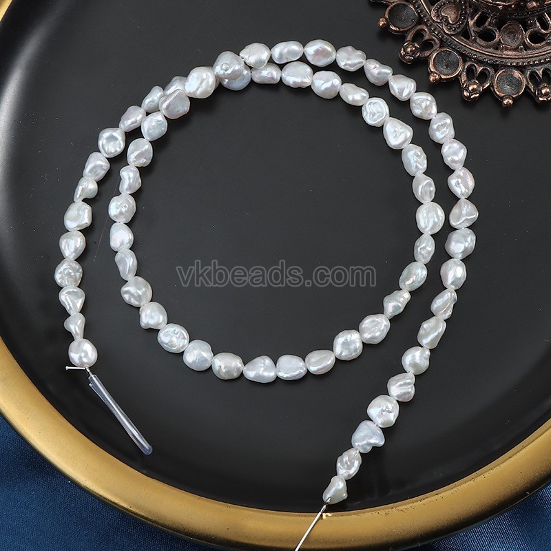 Natural Cultured Smoke White Baroque Freshwater Pearls Nugget Keshi Beads Strands, Approx 5-6mm, 38-39cm/strand