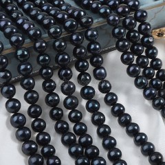 Natural Cultured Dyed Black Freshwater Pearls Near Round Beads Strands, Approx 11mm, 38-40cm/strand