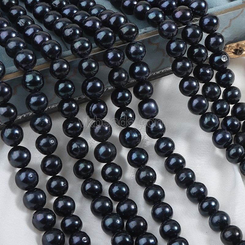 Natural Cultured Dyed Black Freshwater Pearls Near Round Beads Strands, Approx 11mm, 38-40cm/strand