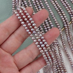 Natural Cultured Purple Freshwater Pearls Potato Beads Strands, Approx 3-4mm, 37-38cm/strand