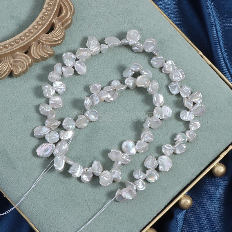 Natural Cultured Light Grey Freshwater Three-Seven Off-centered Drilled Petal Keshi Beads Strands, Approx 6-7mm, 36-38cm/strand