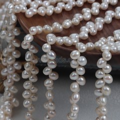Natural Cultured White Freshwater Pearls Ear of Wheat(Minor Flaw) Rice Beads Strands, Approx 5-6mm, 35-36cm/strand